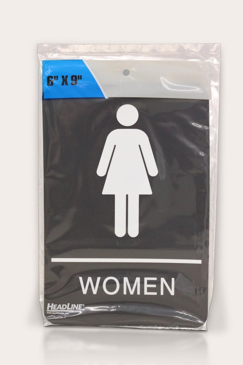 Headline Sign 9004 Women's Restroom ADA Sign with Grade 2 Braille and Tactile Graphics, 6" x 9", Black/White, Made in USA - Image 5